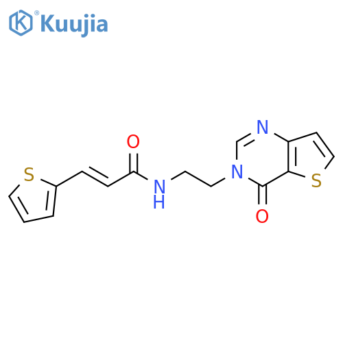 (2E)-N-(2-{4-oxo-3H,4H-thieno[3,2-d]pyrimidin-3-yl}ethyl)-3-(thiophen-2-yl)prop-2-enamide structure