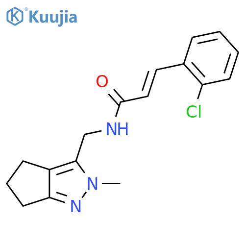 (2E)-3-(2-chlorophenyl)-N-({2-methyl-2H,4H,5H,6H-cyclopenta[c]pyrazol-3-yl}methyl)prop-2-enamide structure