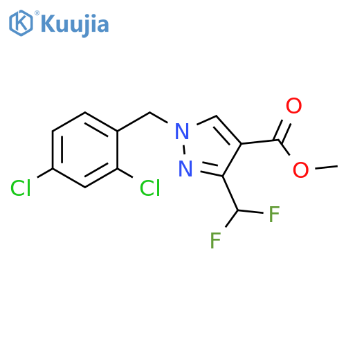1H-Pyrazole-4-carboxylic acid, 1-[(2,4-dichlorophenyl)methyl]-3-(difluoromethyl)-, methyl ester structure