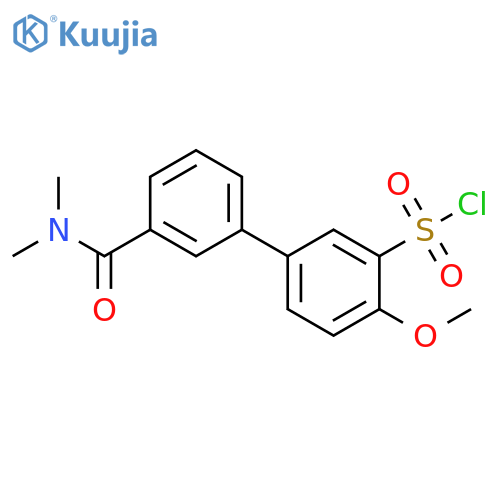 3'-(dimethylcarbamoyl)-4-methoxy-[1,1'-biphenyl]-3-sulfonyl chloride structure