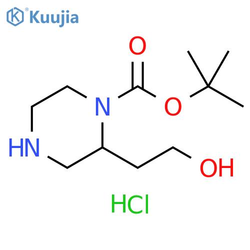 tert-butyl 2-(2-hydroxyethyl)piperazine-1-carboxylate hydrochloride structure