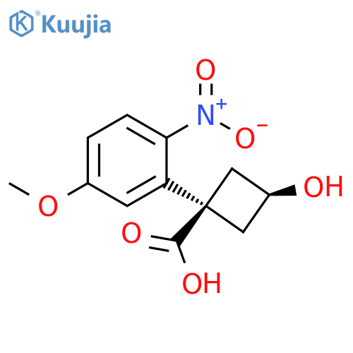 (1s,3s)-3-hydroxy-1-(5-methoxy-2-nitrophenyl)cyclobutane-1-carboxylic acid structure