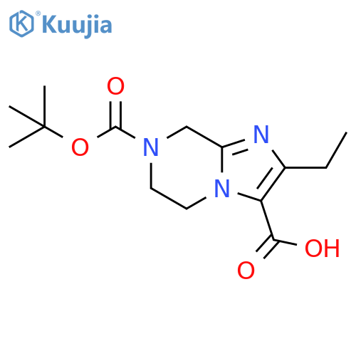 7-(tert-butoxy)carbonyl-2-ethyl-5H,6H,7H,8H-imidazo1,2-apyrazine-3-carboxylic acid structure