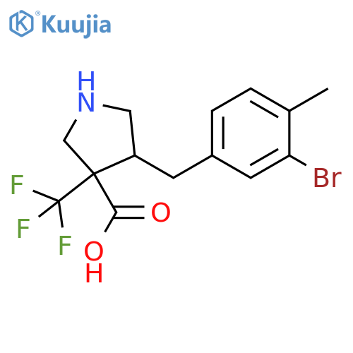 3-Pyrrolidinecarboxylic acid, 4-[(3-bromo-4-methylphenyl)methyl]-3-(trifluoromethyl)- structure