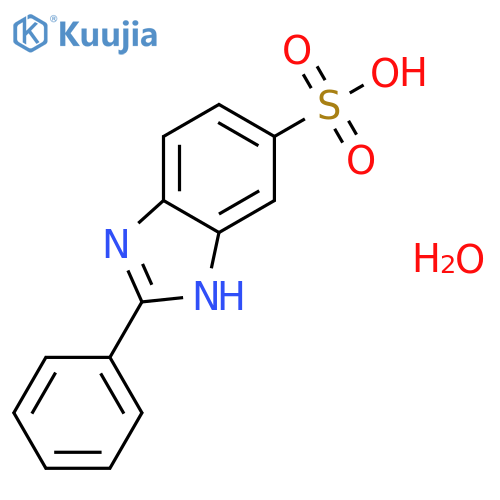 2-phenyl-1H-1,3-benzodiazole-5-sulfonic acid hydrate structure