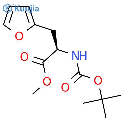 2-Furanpropanoic acid, α-[[(1,1-dimethylethoxy)carbonyl]amino]-, methyl ester, (αR)- structure