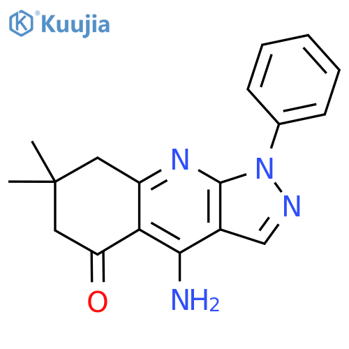 4-Amino-7,7-dimethyl-1-phenyl-1,6,7,8-tetrahydro-5H-pyrazolo3,4-bquinolin-5-one structure