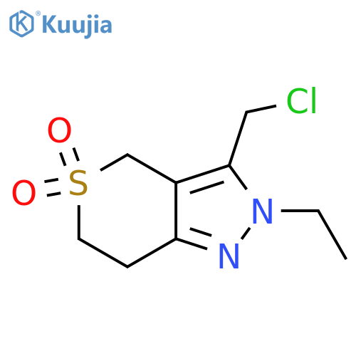3-(chloromethyl)-2-ethyl-2,4,6,7-tetrahydrothiopyrano[4,3-c]pyrazole 5,5-dioxide structure