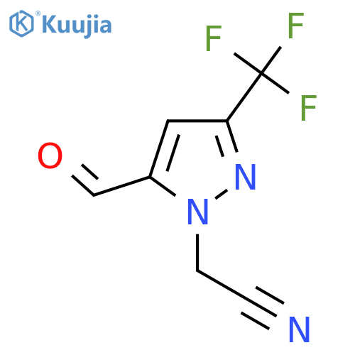 2-(5-formyl-3-(trifluoromethyl)-1H-pyrazol-1-yl)acetonitrile structure