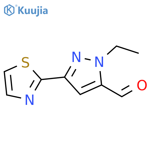 1H-Pyrazole-5-carboxaldehyde, 1-ethyl-3-(2-thiazolyl)- structure
