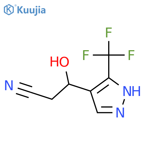 3-hydroxy-3-3-(trifluoromethyl)-1H-pyrazol-4-ylpropanenitrile structure