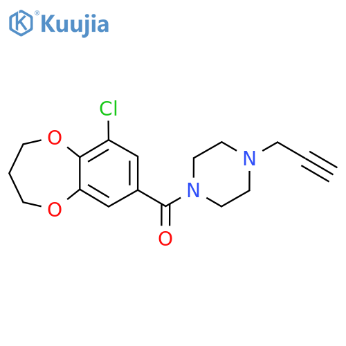 1-(9-chloro-3,4-dihydro-2H-1,5-benzodioxepine-7-carbonyl)-4-(prop-2-yn-1-yl)piperazine structure