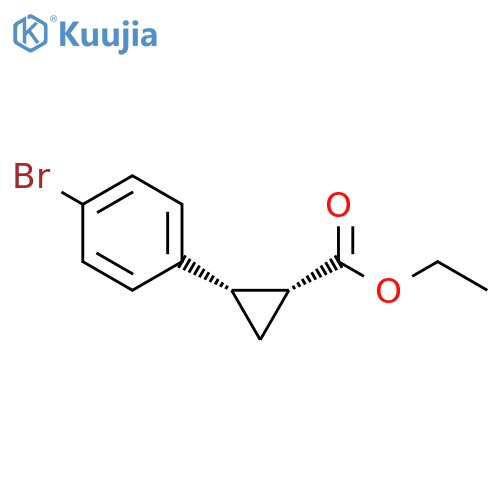 Cyclopropanecarboxylic acid, 2-(4- bromophenyl)-, ethyl ester, (1R,2S)- structure