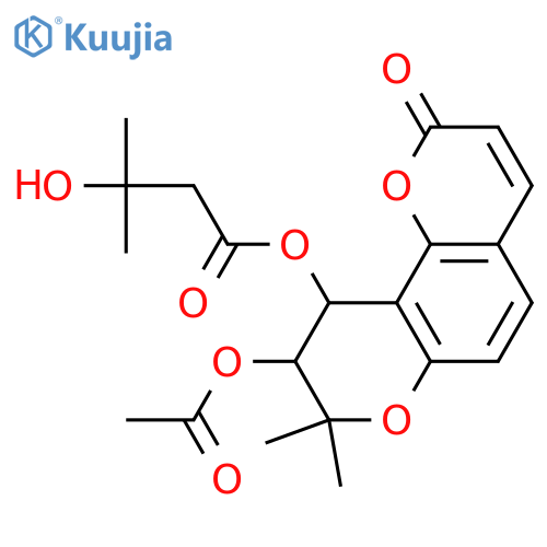 Khellactone; (9S,10S)-form, 10-O-(3ξ-Hydroxy-3-methylbutanoyl), 9-Ac structure