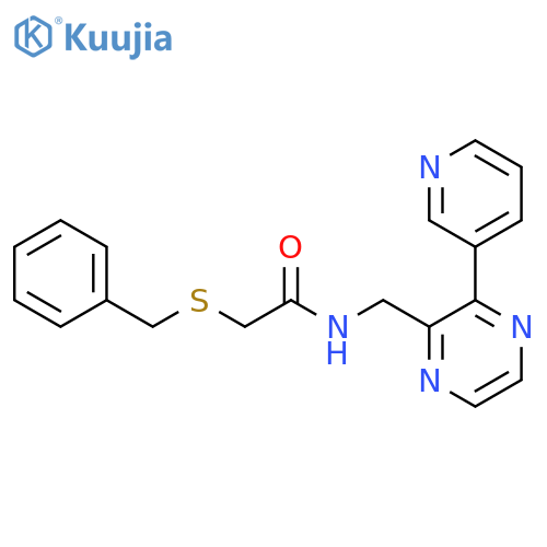 2-(benzylsulfanyl)-N-{[3-(pyridin-3-yl)pyrazin-2-yl]methyl}acetamide structure