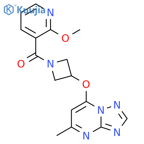 2-Methoxy-3-[3-({5-methyl-[1,2,4]triazolo[1,5-a]pyrimidin-7-yl}oxy)azetidine-1-carbonyl]pyridine structure