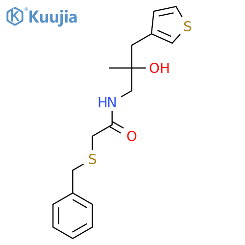 2-(benzylsulfanyl)-N-{2-hydroxy-2-[(thiophen-3-yl)methyl]propyl}acetamide structure