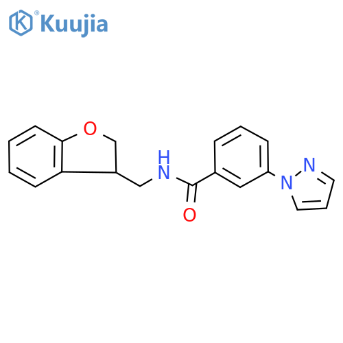 N-[(2,3-dihydro-1-benzofuran-3-yl)methyl]-3-(1H-pyrazol-1-yl)benzamide structure