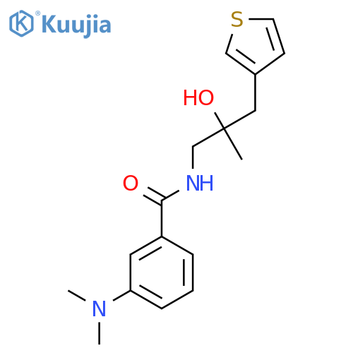 3-(dimethylamino)-N-{2-hydroxy-2-[(thiophen-3-yl)methyl]propyl}benzamide structure