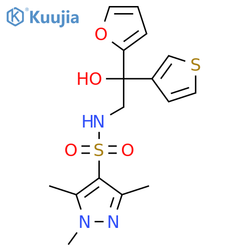 N-2-(furan-2-yl)-2-hydroxy-2-(thiophen-3-yl)ethyl-1,3,5-trimethyl-1H-pyrazole-4-sulfonamide structure