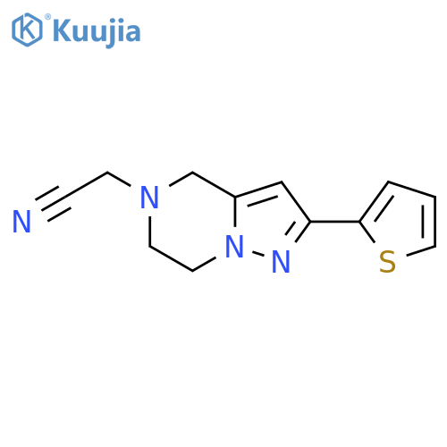 2-(2-(Thiophen-2-yl)-6,7-dihydropyrazolo[1,5-a]pyrazin-5(4H)-yl)acetonitrile structure