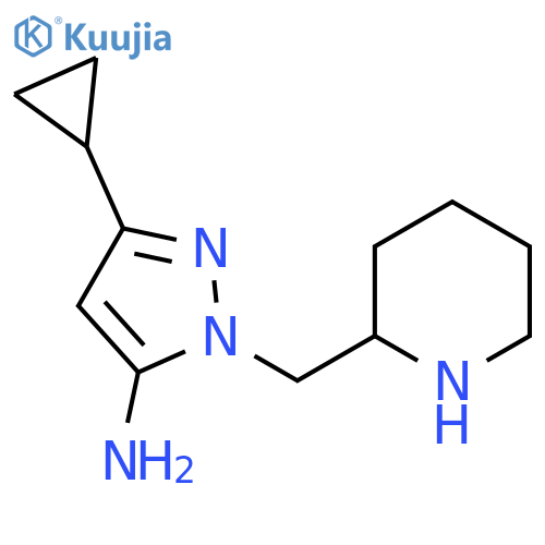 3-cyclopropyl-1-(piperidin-2-ylmethyl)-1H-pyrazol-5-amine structure