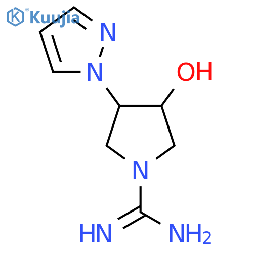 3-hydroxy-4-(1H-pyrazol-1-yl)pyrrolidine-1-carboximidamide structure