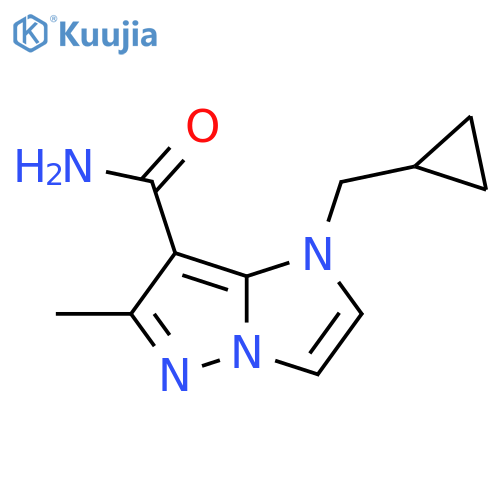 1-(cyclopropylmethyl)-6-methyl-1H-imidazo[1,2-b]pyrazole-7-carboxamide structure