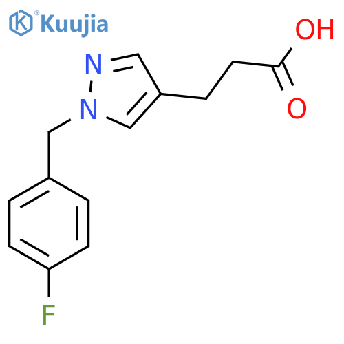 3-{1-[(4-fluorophenyl)methyl]-1H-pyrazol-4-yl}propanoic acid structure
