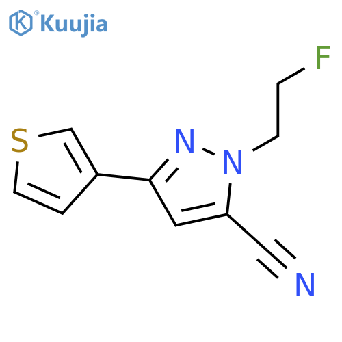 1-(2-fluoroethyl)-3-(thiophen-3-yl)-1H-pyrazole-5-carbonitrile structure
