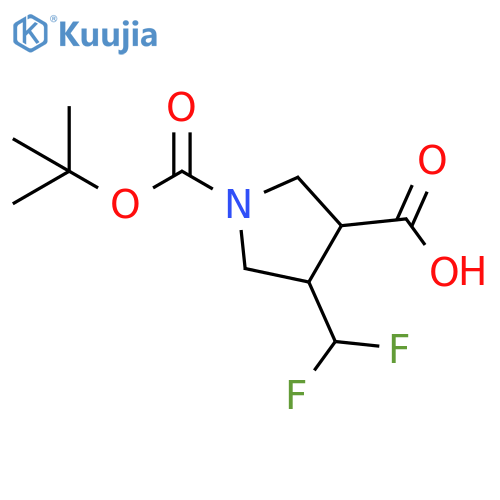 1-[(tert-butoxy)carbonyl]-4-(difluoromethyl)pyrrolidine-3-carboxylic acid structure