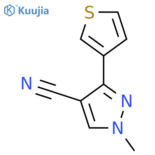 1-methyl-3-(thiophen-3-yl)-1H-pyrazole-4-carbonitrile structure