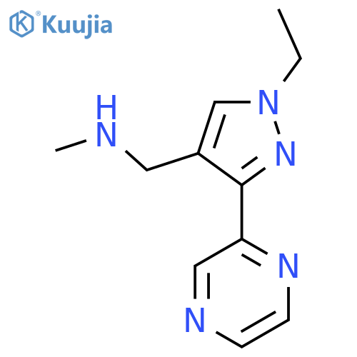 1-(1-ethyl-3-(pyrazin-2-yl)-1H-pyrazol-4-yl)-N-methylmethanamine structure