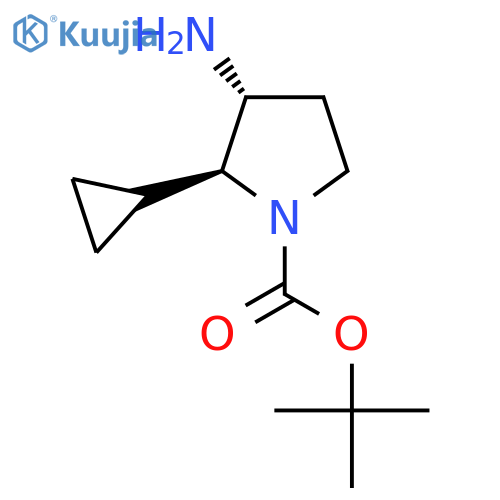 rac-tert-butyl (2R,3S)-3-amino-2-cyclopropylpyrrolidine-1-carboxylate, trans structure