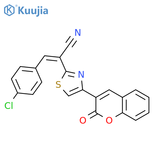 (2Z)-3-(4-chlorophenyl)-2-4-(2-oxo-2H-chromen-3-yl)-1,3-thiazol-2-ylprop-2-enenitrile structure