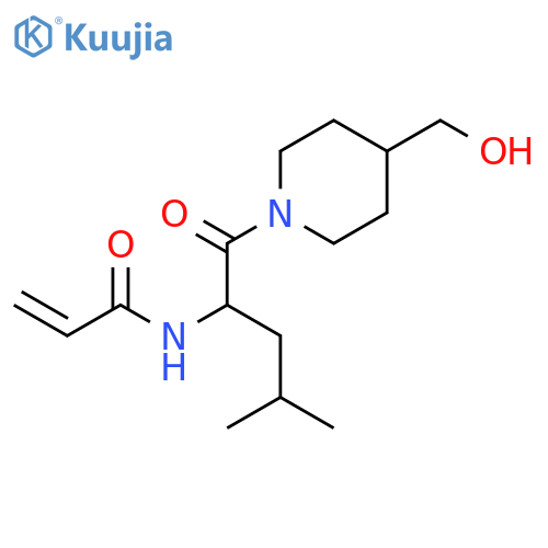 N-{1-4-(hydroxymethyl)piperidin-1-yl-4-methyl-1-oxopentan-2-yl}prop-2-enamide structure