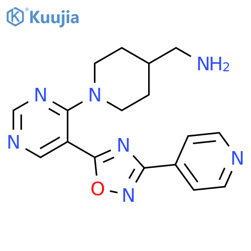 4-Piperidinemethanamine, 1-[5-[3-(4-pyridinyl)-1,2,4-oxadiazol-5-yl]-4-pyrimidinyl]- structure