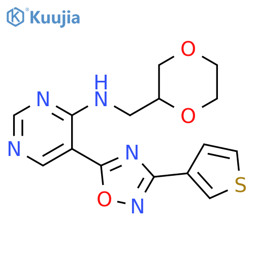 N-(1,4-dioxan-2-yl)methyl-5-3-(thiophen-3-yl)-1,2,4-oxadiazol-5-ylpyrimidin-4-amine structure