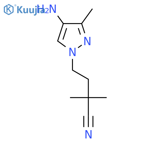 4-(4-amino-3-methyl-1H-pyrazol-1-yl)-2,2-dimethylbutanenitrile structure