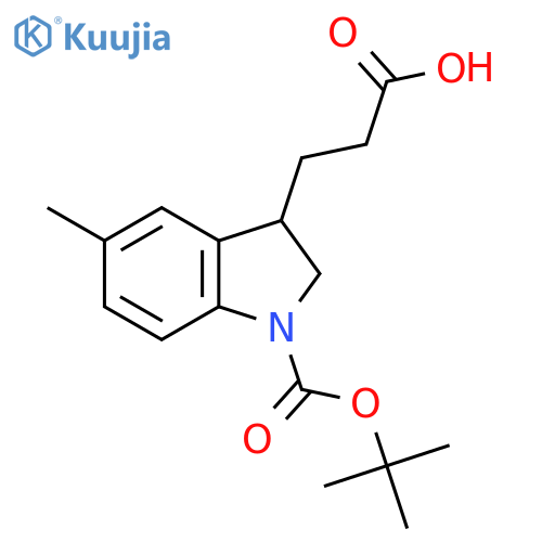 3-{1-(tert-butoxy)carbonyl-5-methyl-2,3-dihydro-1H-indol-3-yl}propanoic acid structure