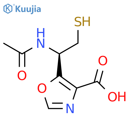4-Oxazolecarboxylic acid, 5-[(1R)-1-(acetylamino)-2-mercaptoethyl]- structure