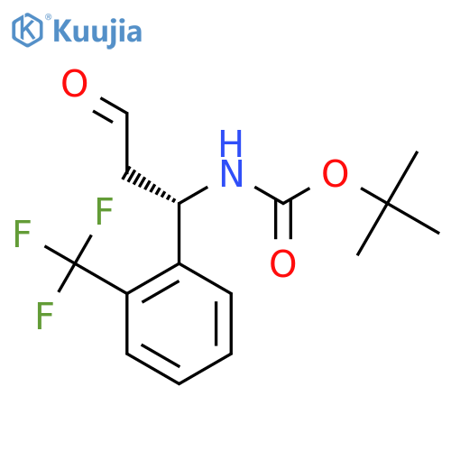 tert-butyl N-(1S)-3-oxo-1-2-(trifluoromethyl)phenylpropylcarbamate structure