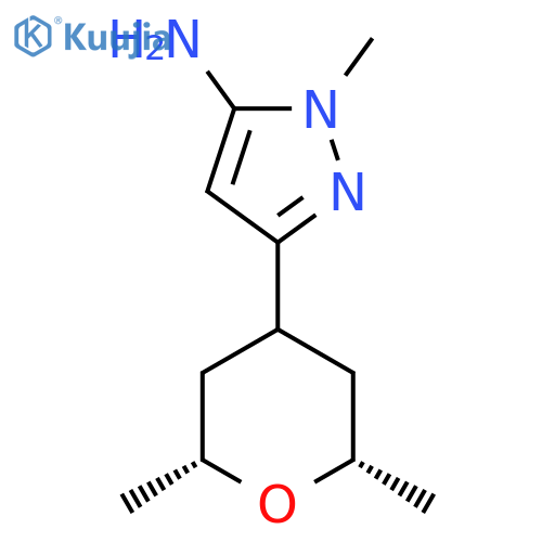 3-[(2R,6S)-2,6-dimethyloxan-4-yl]-1-methyl-1H-pyrazol-5-amine structure