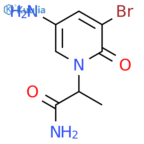 2-(5-amino-3-bromo-2-oxo-1,2-dihydropyridin-1-yl)propanamide structure
