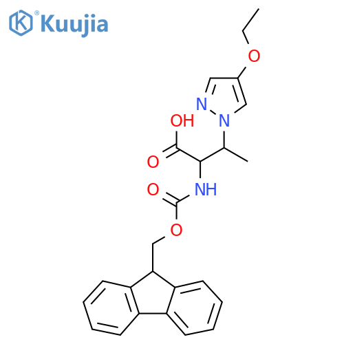 3-(4-ethoxy-1H-pyrazol-1-yl)-2-({(9H-fluoren-9-yl)methoxycarbonyl}amino)butanoic acid structure