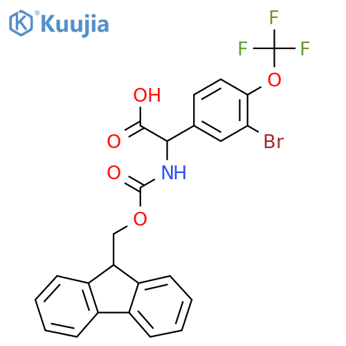 2-[3-bromo-4-(trifluoromethoxy)phenyl]-2-(9H-fluoren-9-ylmethoxycarbonylamino)acetic acid structure