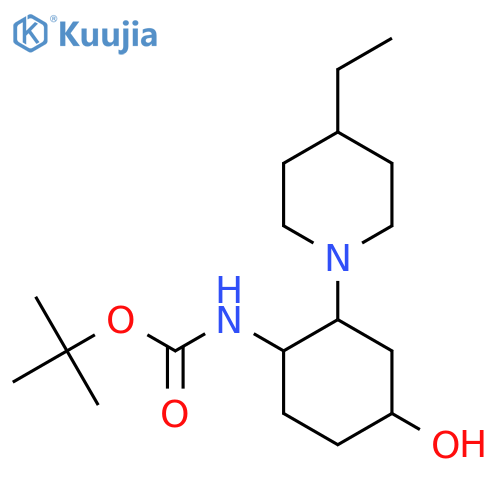 tert-butyl N-[2-(4-ethylpiperidin-1-yl)-4-hydroxycyclohexyl]carbamate structure