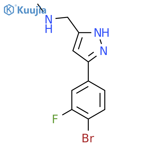 1-[3-(4-bromo-3-fluorophenyl)-1H-pyrazol-5-yl]-N-methylmethanamine structure