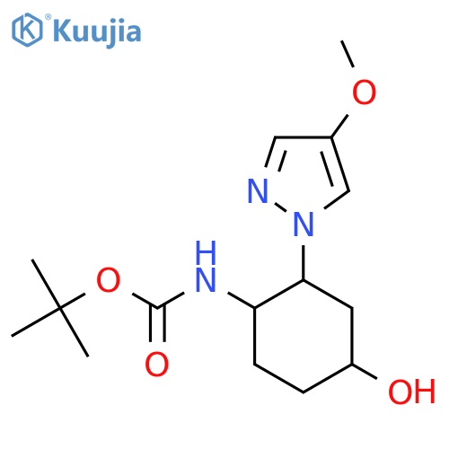 tert-butyl N-[4-hydroxy-2-(4-methoxy-1H-pyrazol-1-yl)cyclohexyl]carbamate structure