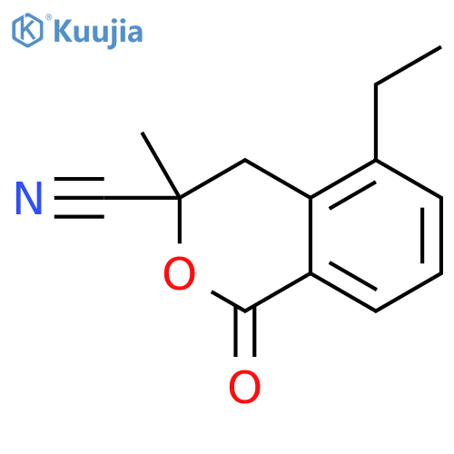 1H-2-Benzopyran-3-carbonitrile, 5-ethyl-3,4-dihydro-3-methyl-1-oxo- structure